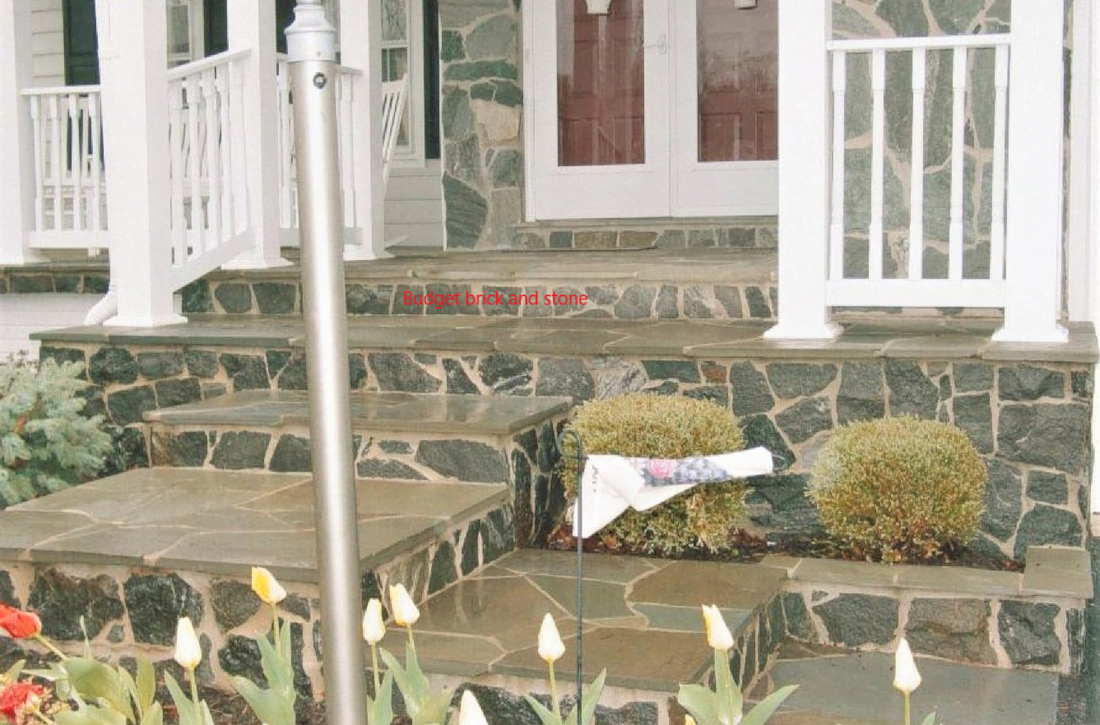 Irregular Pennsylvania flagstone and sterling rustic steps.