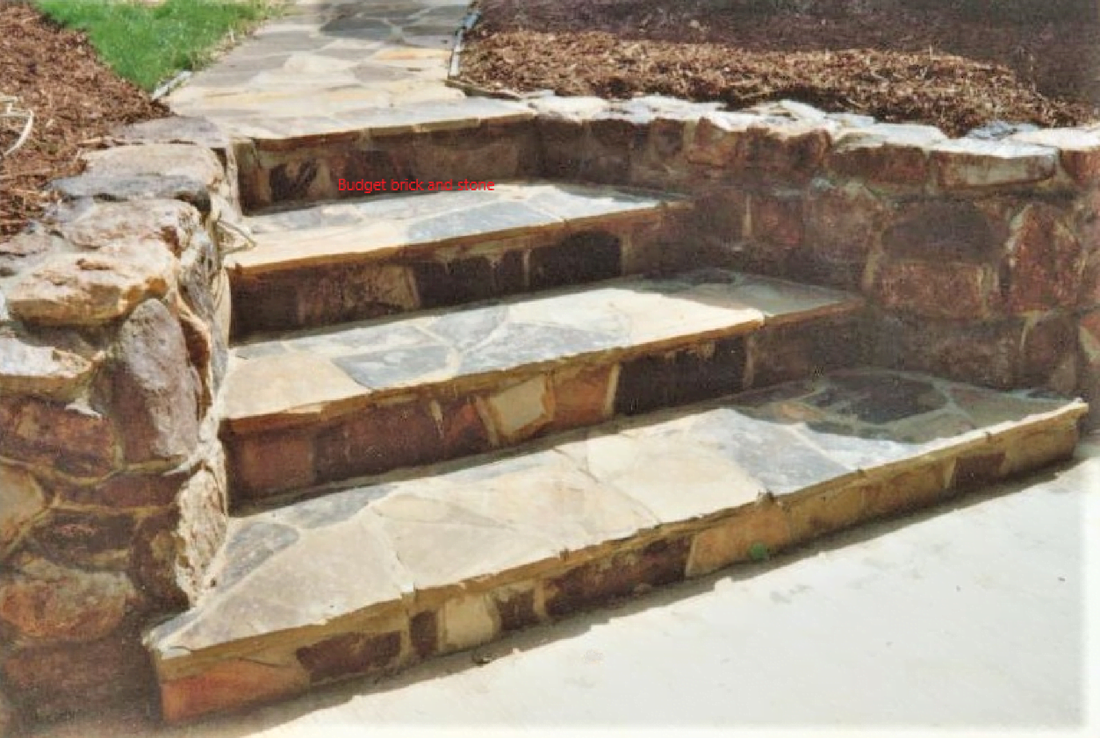  Field stone walls and tennessee flagstone steps.